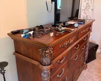 Large ornate carved wood dresser