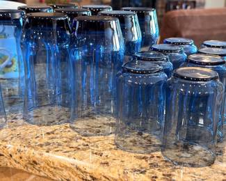 Cobalt blue drinking glasses set