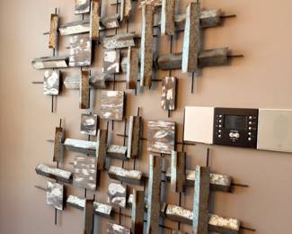 Mid-century modern brutalist metal wall sculpture
