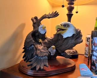 Bald eagle family sculpture