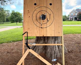 Wooden axe-throwing target stand