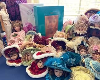 Porcelain dolls and Holiday Barbie collection