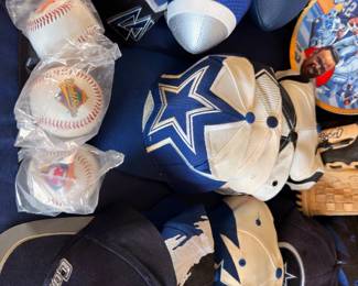 Dallas Cowboys caps and signed baseballs