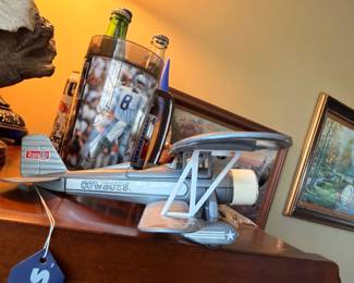 Cowboys die-cast airplane and ice bucket