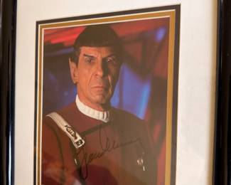 Framed autographed Leonard Nimoy Spock photo