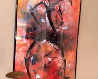 Framed abstract modern art print, dancer