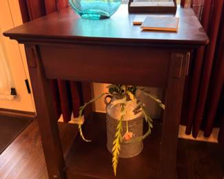 Mission-style two-tier wooden end table