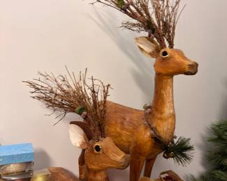 Decorative twig-antler reindeer figures
