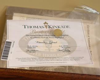 Thomas Kinkade Mountain Retreat certificate of authenticity
