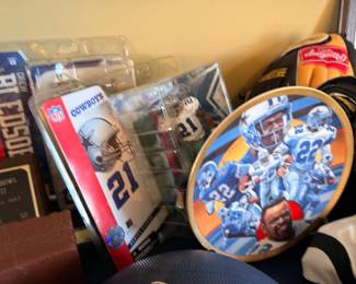 Emmitt Smith collector plate and Bledsoe figure