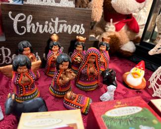 Colorful folk art nativity set