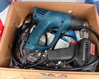 Box of corded power tools