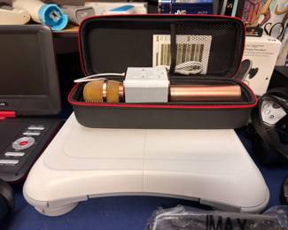 Wireless microphones, Wii balance board and DVD player