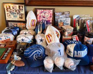 Dallas Cowboys memorabilia — Super Bowl caps, signed balls