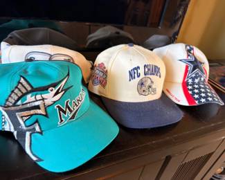 Vintage sports caps — Marlins and Cowboys NFC Champs