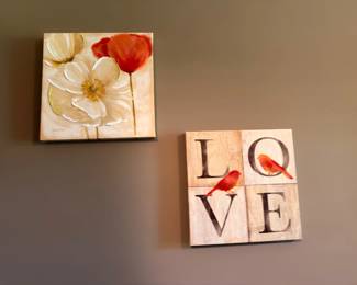 Floral and LOVE canvas wall art