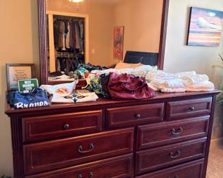 Cherry wood dresser with mirror