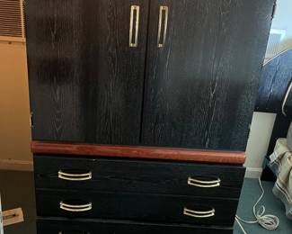 Black Lacquer Chest of Drawers/Armoire