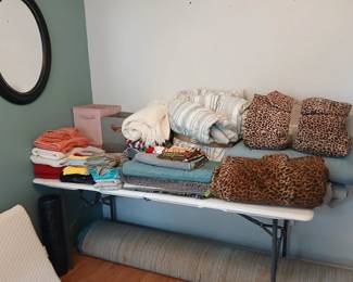 Linens, oval mirror