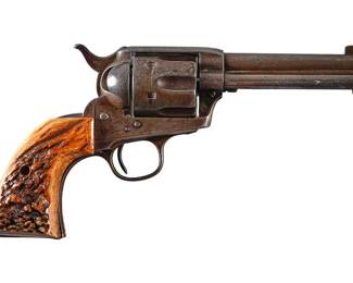 Antique Colt 1873 Single Action Army 45 LC Revolver W/ Stag Grips