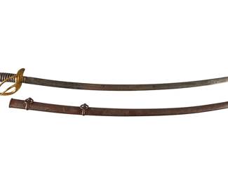 US Civil War 1864 Dated Emerson & Silver M1860 Light Cavalry Saber W/ Scabbard