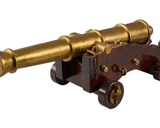 Reproduction Miniature 18th-19th C. English Brass Naval Cannon