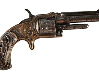 Desirable Engraved Marlin No. 32 Standard 1875 Revolver W/ DeGress Grips
