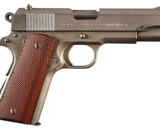 Satin Nickel Colt Combat Commander 45 ACP Semi Auto Pistol W/ Holster