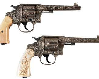 Custom Cased Pair of Sequential Engraved Dale Robertson "The Iron Horse" Colt Revolvers