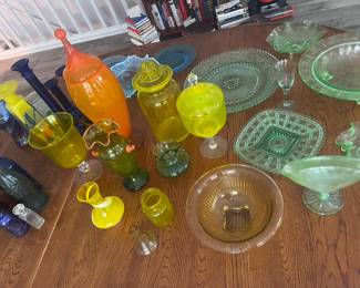 Large collection of antique and contemporary glass, depression glass