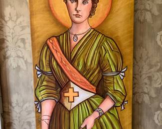 Large painting by local artist featuring Czarina Alexandra Feodorovna, last Empress of Russia and consort of Czar Nicholas II (1872-1918); made a Saint in 2000.