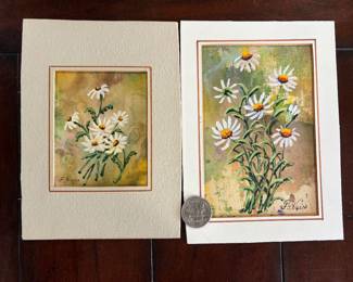 Pair of unframed miniature, Franz Weiss watercolor