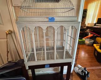 Vintage birdcage and table