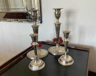 Gotham candlesticks Sterling $350, 8 inch pair candlesticks 900 silver $230