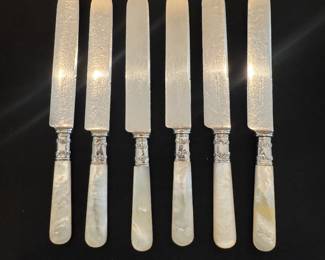 Landers Frary and Clark Mother of Pearl and Sterling Butter Knives