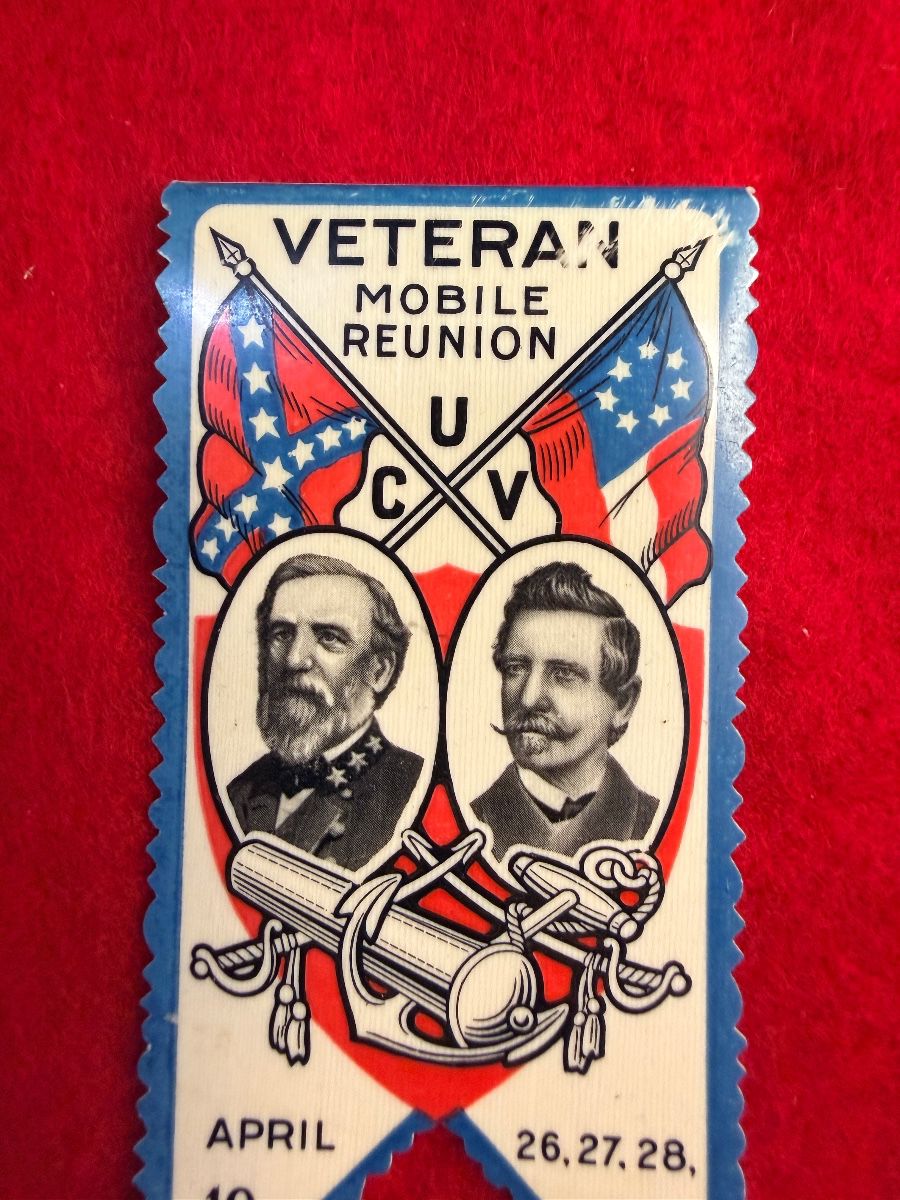 1910 Mobile Alabama United Confederate veterans celluloid ribbon