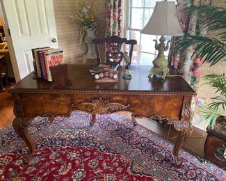 fancy wood desk with matching chair