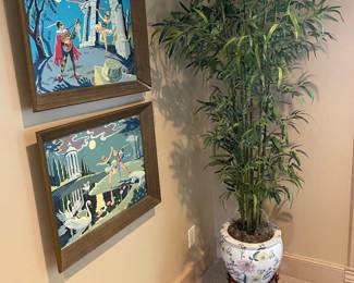 XL planter 14-15" plus antique stand