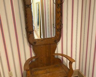 tall antique oak hall tree