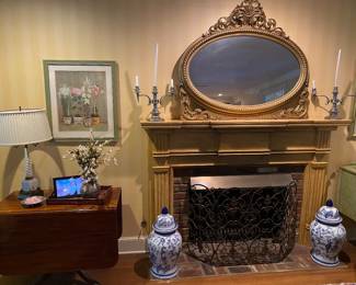 oval mirror & drop leaf table