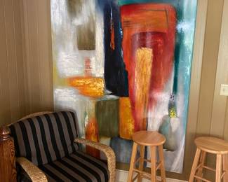 Pier 1 picture - 7' x 5', wicker chair and ottoman