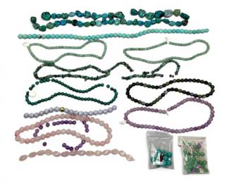 Turquoise, Rose Quartz, And More Strings of Stone Beads