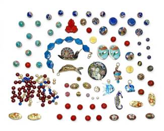 Jewelry Supplies Including Cloisonne Pendants, Beads, More