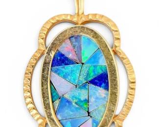 14k Gold Opal Mosaic Pendant 3.22g