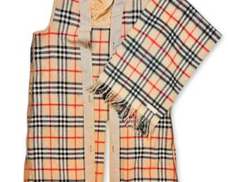 Burberry Vintage Checkered Wool Coat Lining Cashmere Scarf w COA