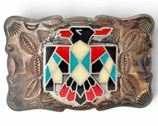 HandEngraved Sterling Silver Belt Buckle 72g