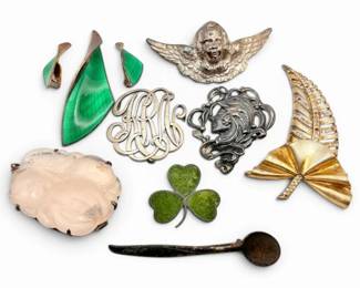 Sterling Silver Brooches 104g Total
