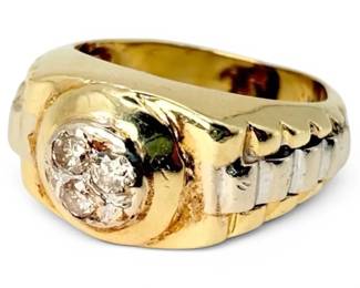 14k Yellow White Gold Diamond Ring, Size 6.5 6.96g