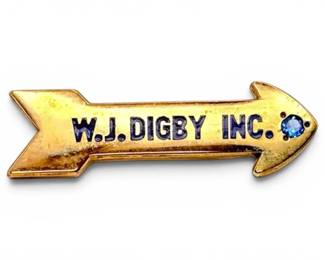 10k Gold W. J. Digby Inc. Pin With Blue Stone 2.46g