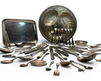 SilverPlated Utensils Serving Dishes